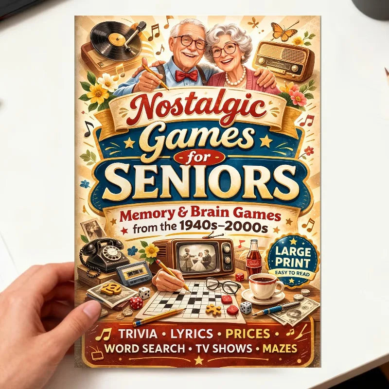 Two large-sized nostalgic activity manuals, specially designed for the elderly as brain-training games Oasis Select