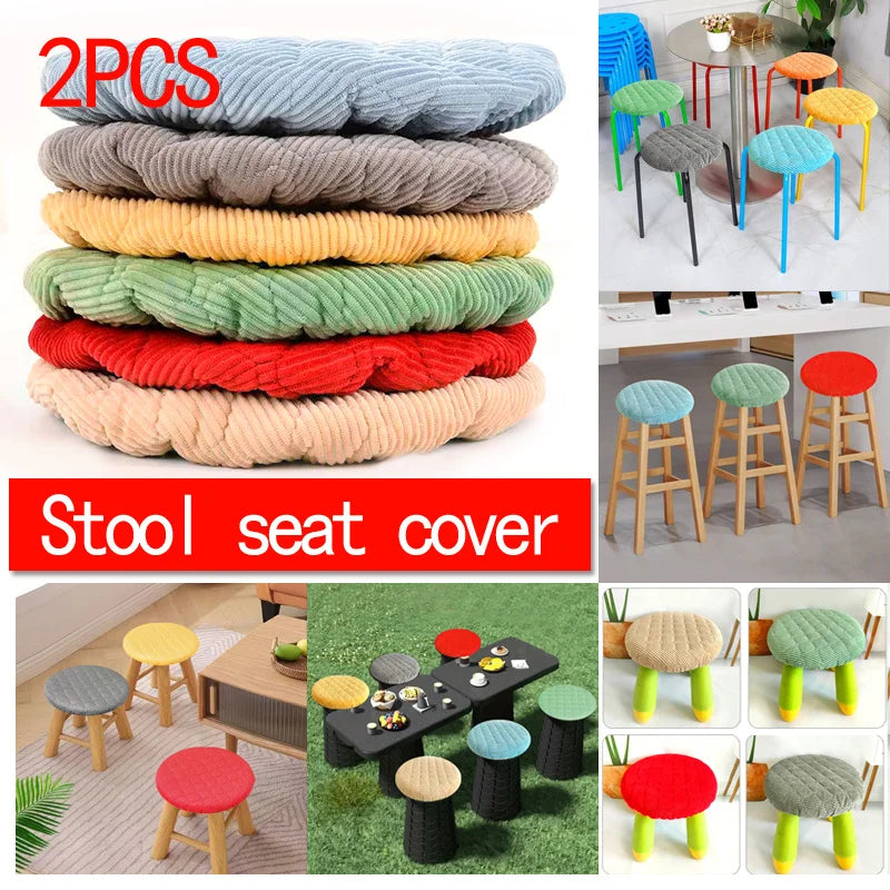 2pcs Thick Soft Round Stool Covers,Elastic Seat Cushions for Wood Iron Stool 25-30cm,Washable All-Season Chair Cover Dining Room Oasis Select