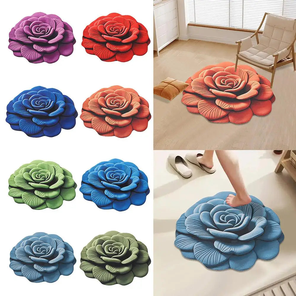 Peony Flower Shaped Non-Slip Floor Mat | Soft Absorbent Rug