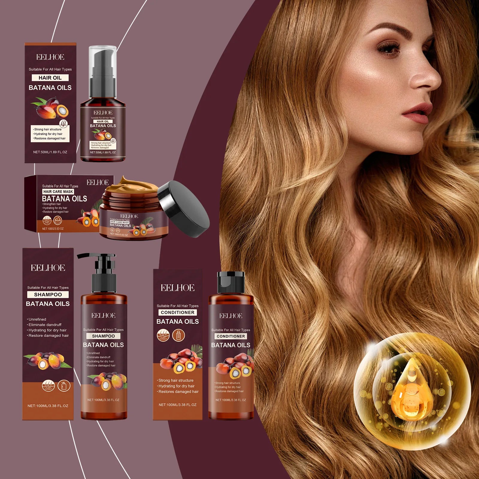 EELHOE Batana Oil Hair Care Set – Nourish & Strengthen Hair Hair Care Set Oasis Select