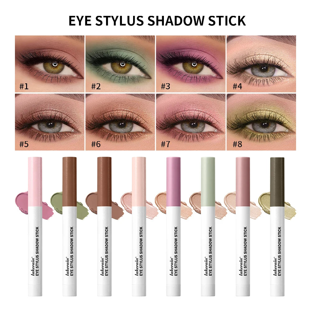 Lakerain 10-Color Eyeshadow Sticks – Shimmer, Matte & Glitter