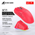 Attack Shark X11 Wireless Gaming Mouse: 3-Mode (2.4GHz/Wired/Bluetooth), PAW3311, 22000DPI, 400IPS, PC Gaming Mouse Oasis Select X11 Red