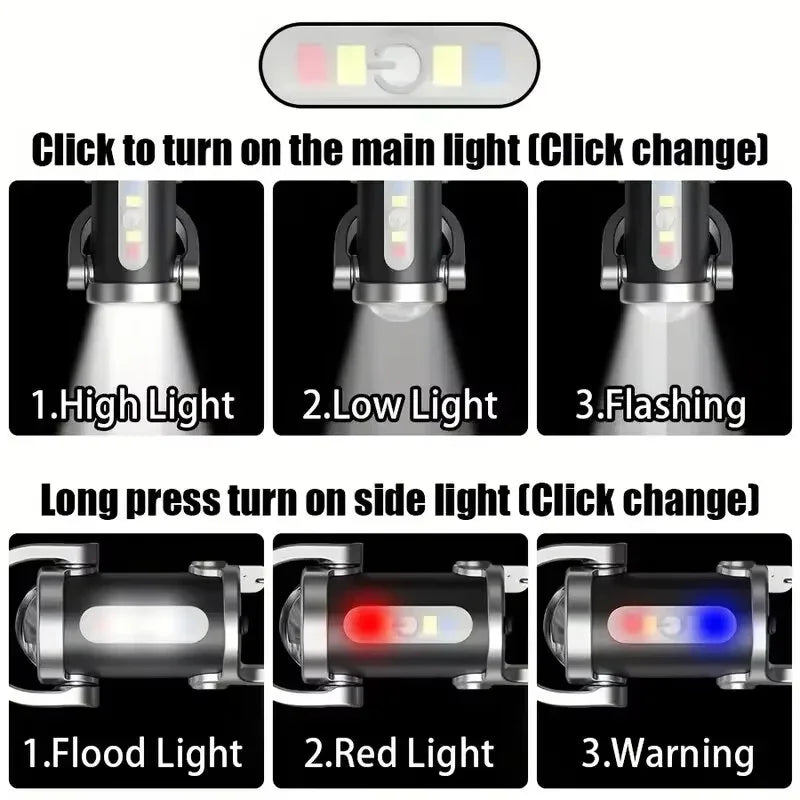 Mini Keychain Flashlight Rechargeable Pocket COB Working Light Outdoor Hook Emergency Warning Light for Camping Walking Hiking Oasis Select