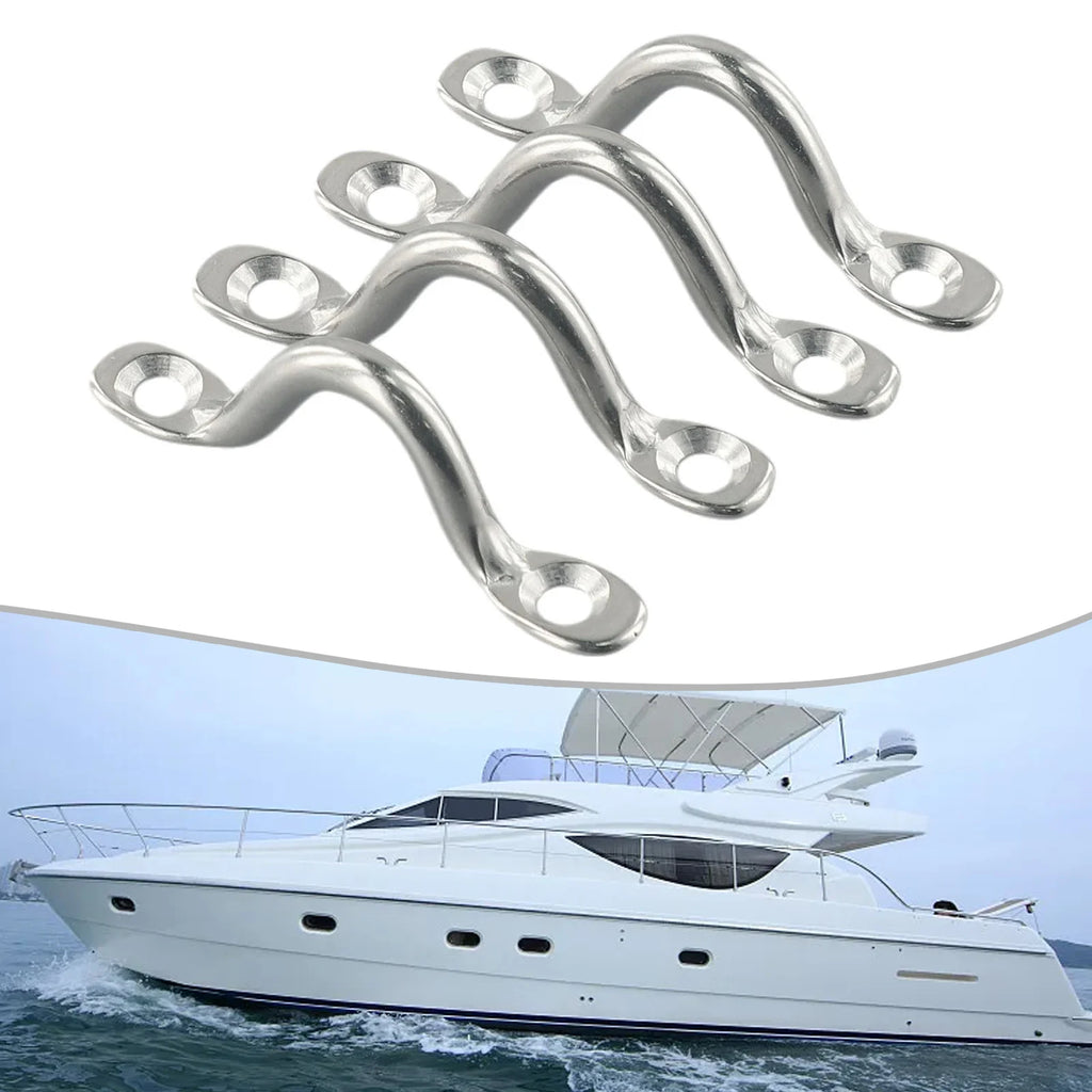4Pcs Handle 5mm Stainless Steel Wire Eye Straps Boat Marine Tie Down Fender Hook Canopy Engines Accessories Stainless-Steel Oasis Select