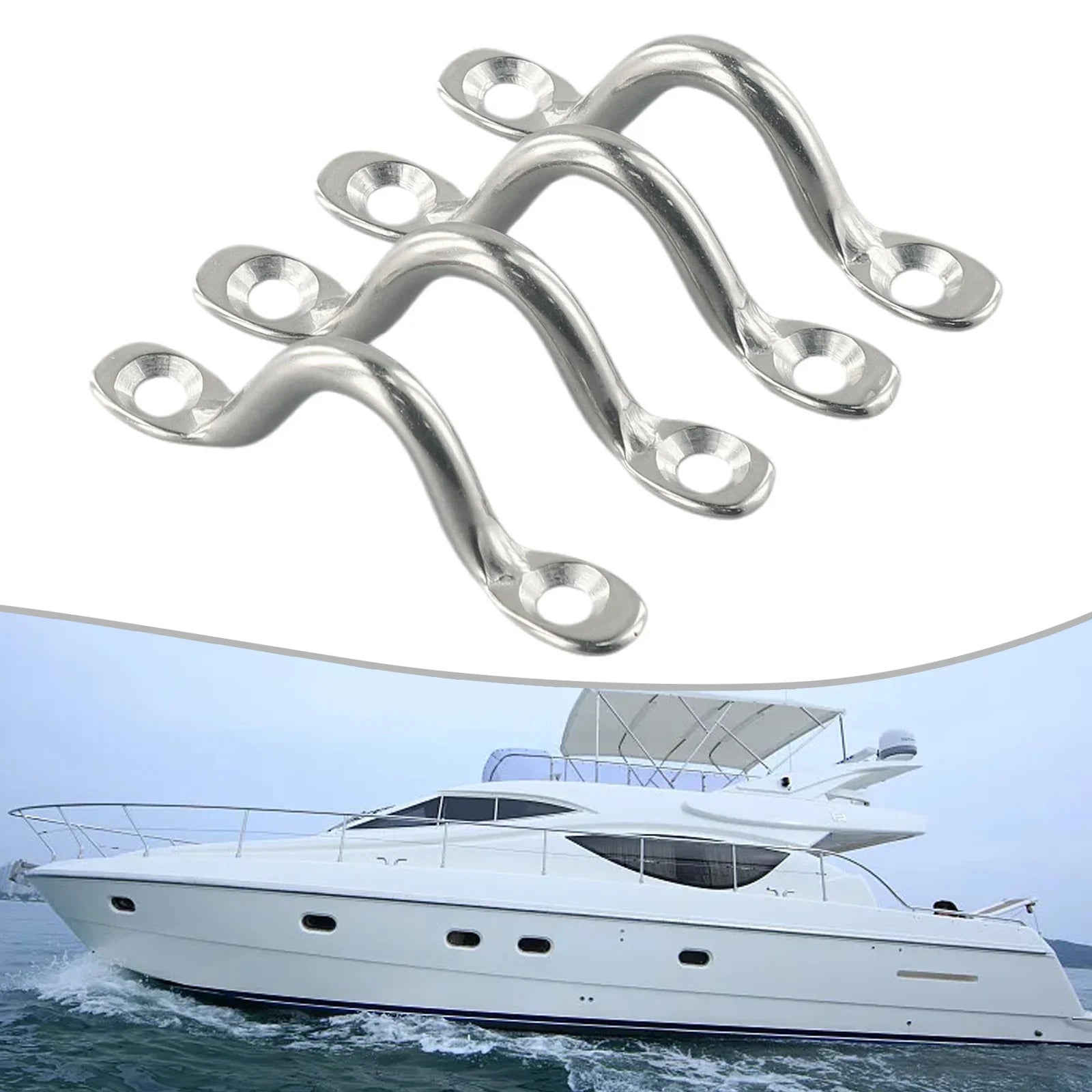 4Pcs Handle 5mm Stainless Steel Wire Eye Straps Boat Marine Tie Down Fender Hook Canopy Engines Accessories Stainless-Steel Oasis Select