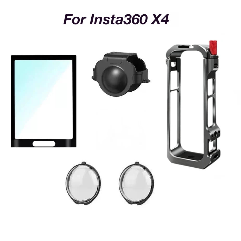Aluminum Cage & Lens Cover for Insta360 X4 / X5 Camera