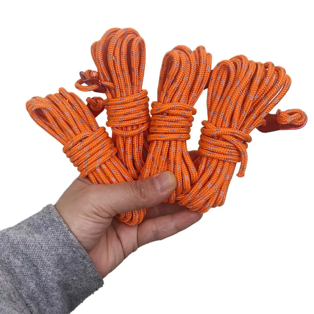 4-Pack 4mm x 4m Outdoor Camping Awning Guyline Ropes 9-Strand Windproof Tent Utility Cord for Clothesline & Gear Tie-Down Oasis Select