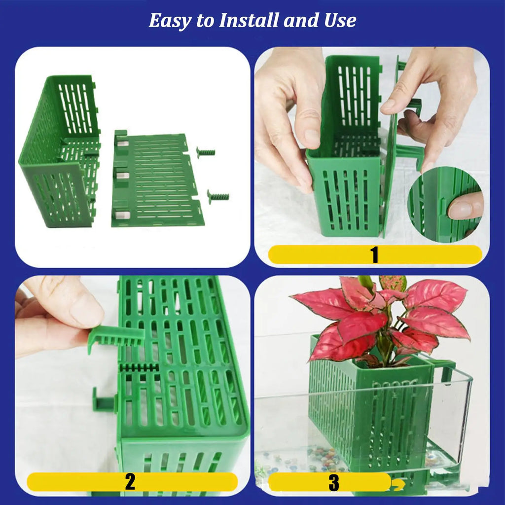 Aquarium Plant Stand Adsorbable Hydroponic Plant Storage Plastic Aquarium Square Hollow Storage Basket Fish Tank Decorations Oasis Select