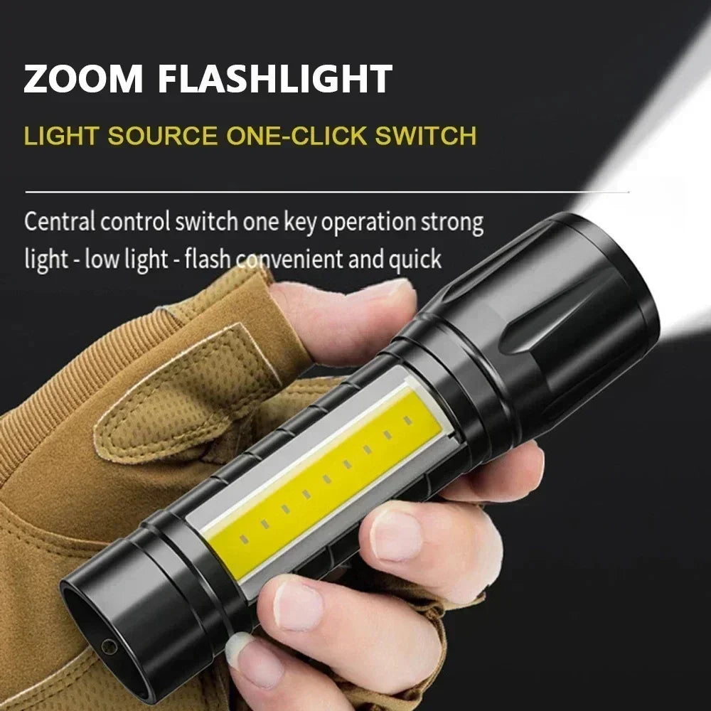 KDULIT COB+LED Zoomable Flashlight | USB Rechargeable Torch