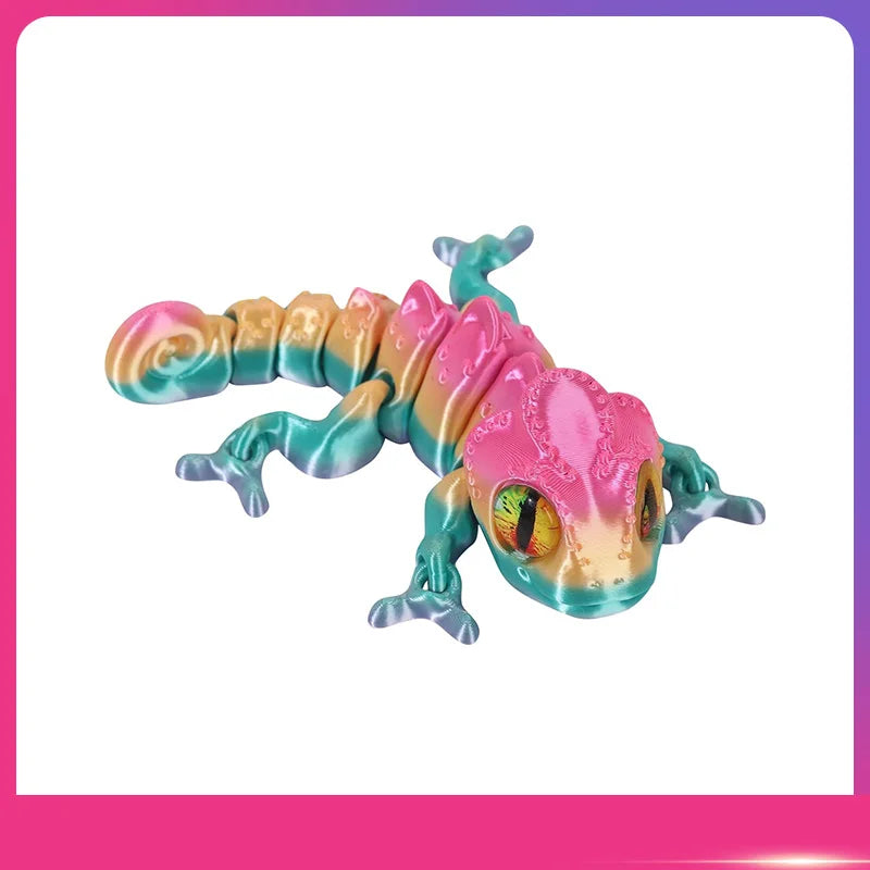 3D Printed Chameleon Figure – Movable Joints & Realistic Eyes Articulated Animal Figure Oasis Select Purple Pink One Size