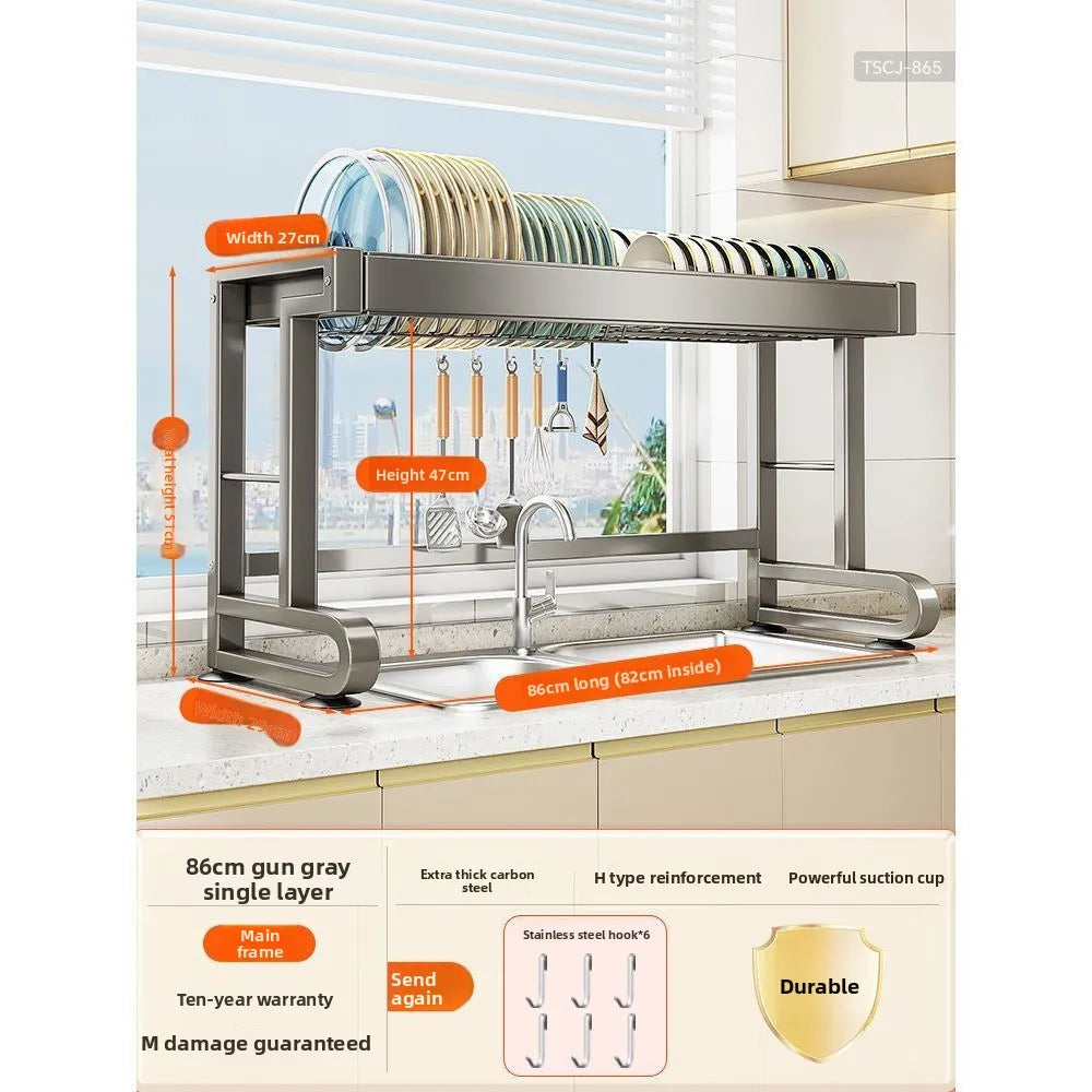 Dish Storage Rack Kitchen Sink Shelf Dish Drain Rack Sink Dish Shelf Oasis Select 86-Single-6