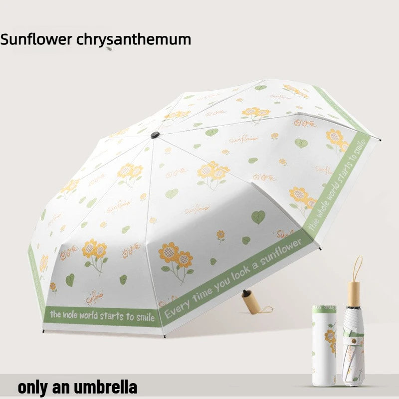 Fashion Three Fold Manual Umbrella Color Coating UV Protection Sunshade Dual Purpose Rain Umbrella for Ladies Oasis Select 8 bone chrysanthemum 16K Aluminum