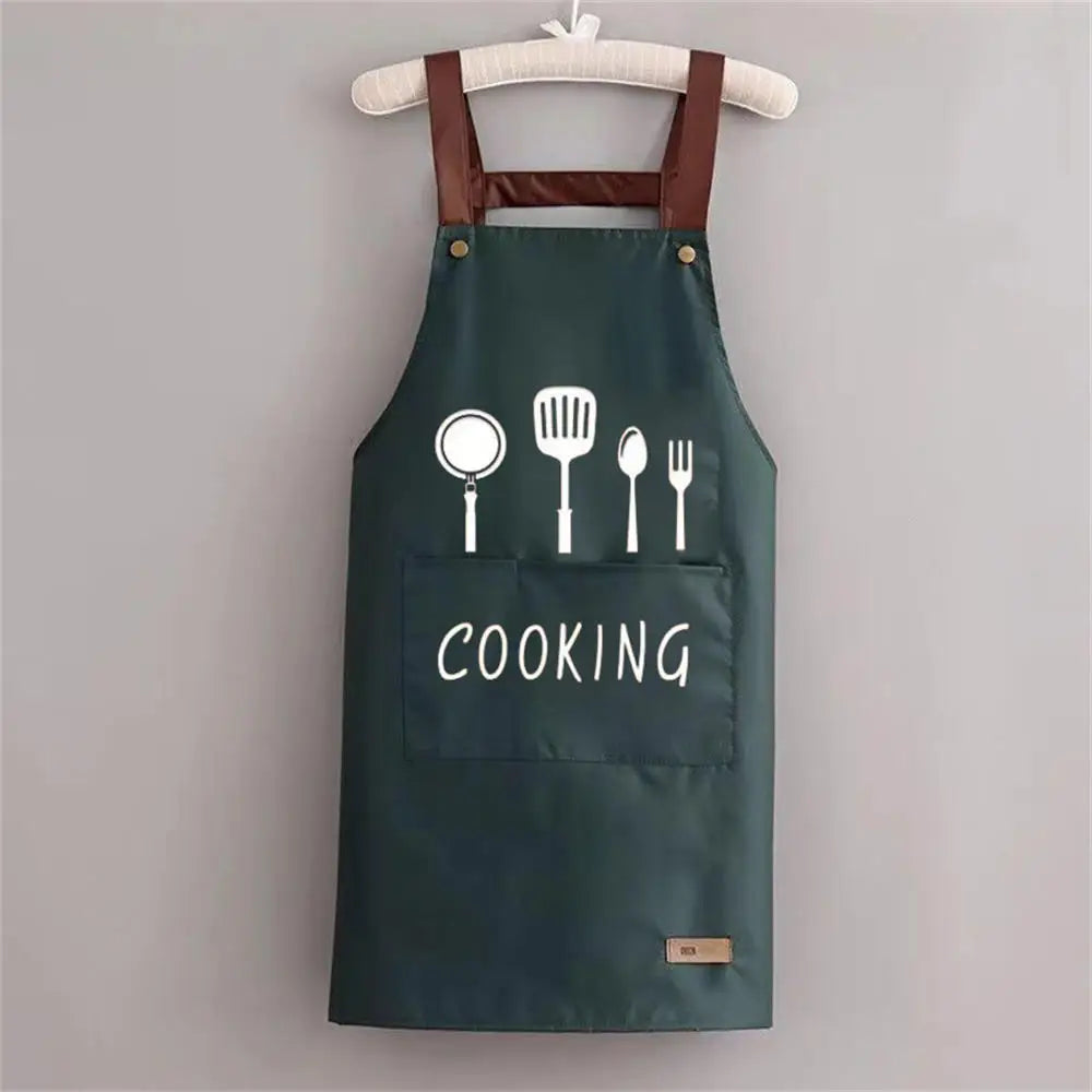 Waterproof Anti-Oil Kitchen Apron with Zipper Pocket | PVC