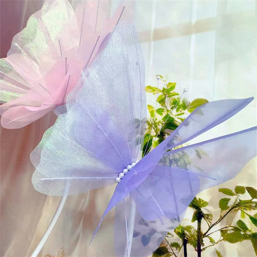 50cm Big Simulation Butterfly 3D Outdoor Shopping Mall Wedding Festival Decoration Hollow Large Hanging Gauze Fake Butterfly Oasis Select