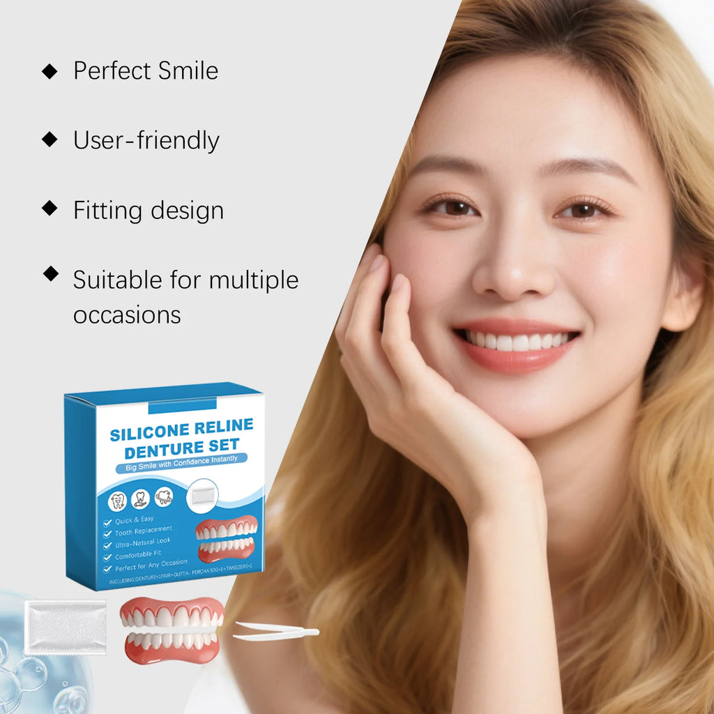 Silicone Reline Denture Set Perfect Fit Oral Repair Missing Broken Tooth High Durable Natural Appearance Portable Fake Teeth Kit Oasis Select