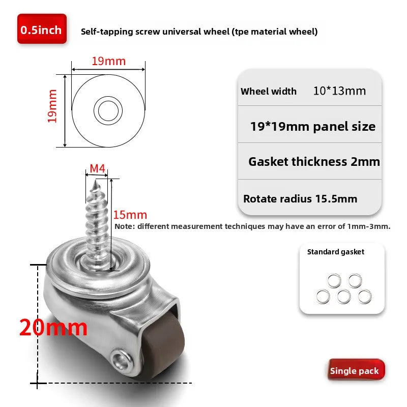 4PCS Car Swivel Casters 360 Degrees Heavy Duty Wheel Caster 0.5 Inch Wear Resistant Mute Heavy Trolley Wheels Red Swivel Castor Oasis Select 4pcs E