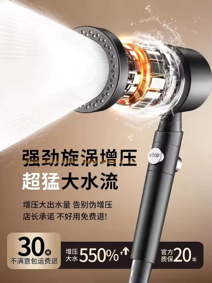 New 5 Mode Pressurized Shower Head With Filter Stop Button Water Saving Spray Nozzles Big Boost Showerhead Bathroom Accessories Oasis Select