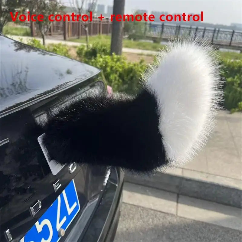 Fluffy Remote Control Electric Bicycle Tail Realistic Versatile Car Wagging Moving Tail Self-adhesive Rechargeable Oasis Select Black
