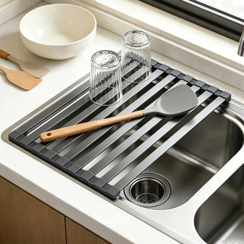 304 Stainless Steel Kitchen Sink Drain Rack Foldable Dish Drainer Rack Rack Sink Bowl and Dish Storage Rack Drying Storage Shelf Oasis Select
