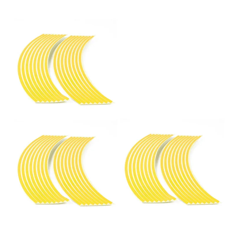 1/2/3set Motorcycle Wheel Sticker 18 Reflective Rim Stripe Tape Car Bicycle Wheel Decoration Universal Sticker For Motorcycle Oasis Select Yellow-3 set