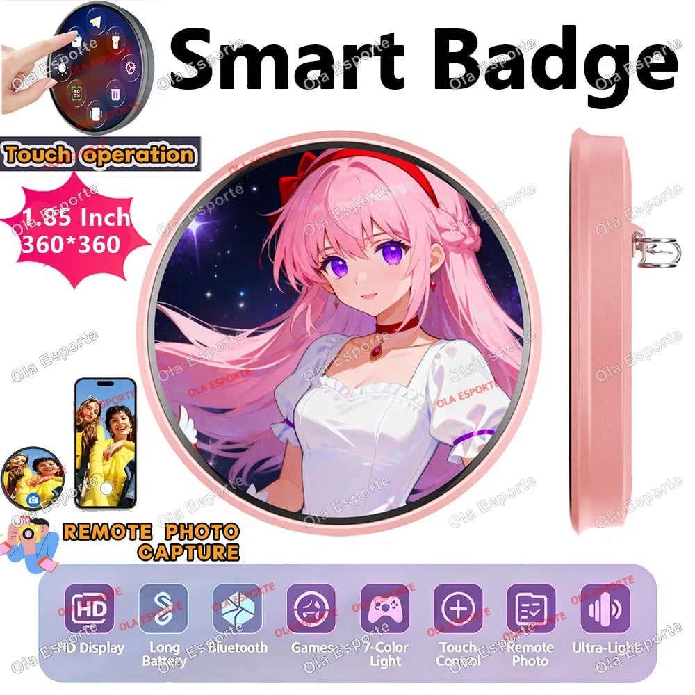 Smart LED E-Badge 1.85" Touch Screen | Anime & K-Pop Fan Pin