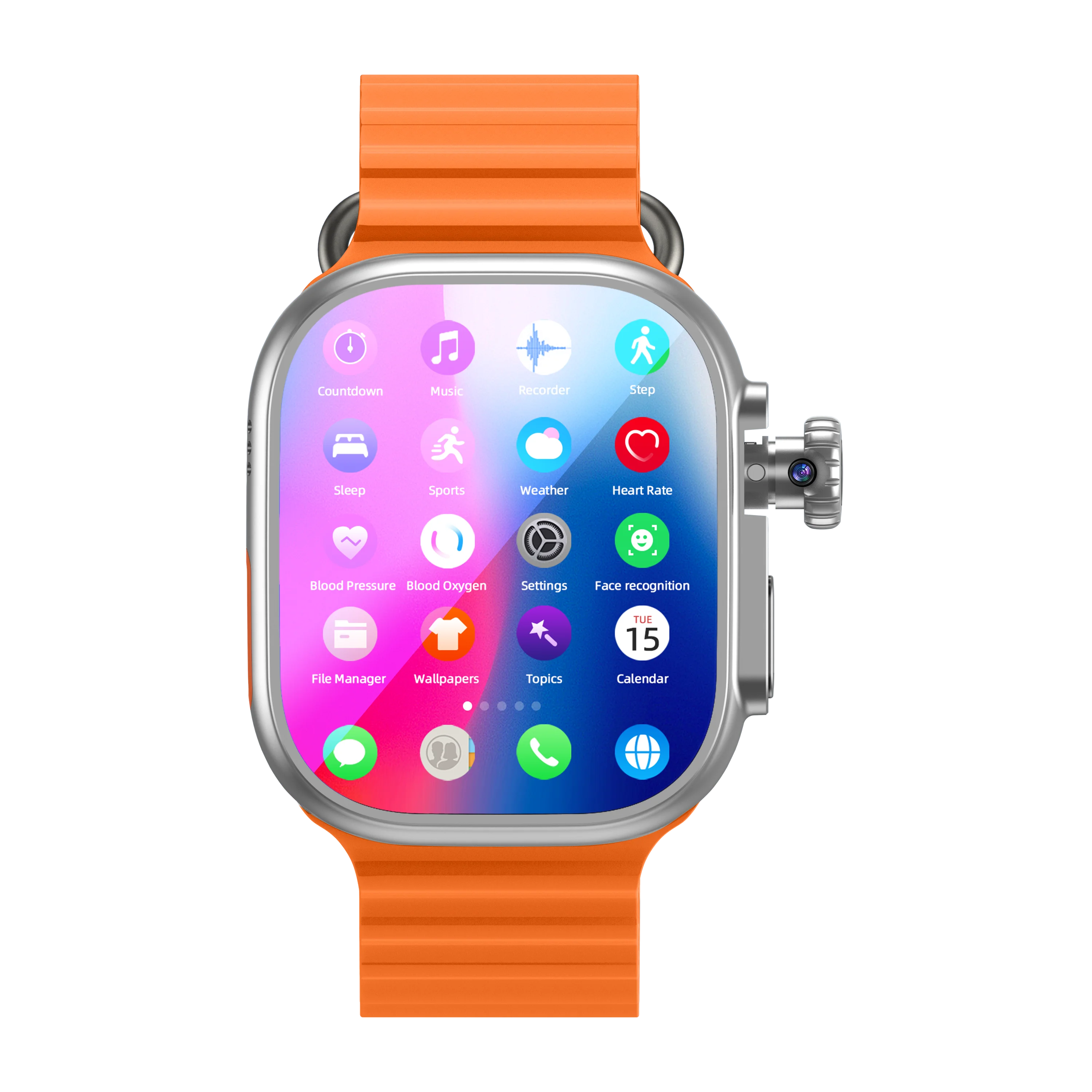 DW100 Pro Updated DW200 Pro 5G LTE Full Netcom Android 13.0 Smartwatch Smart Watch With Rotary Camera Touch ID Infrared function Oasis Select Silver Orange 4GB 32GB