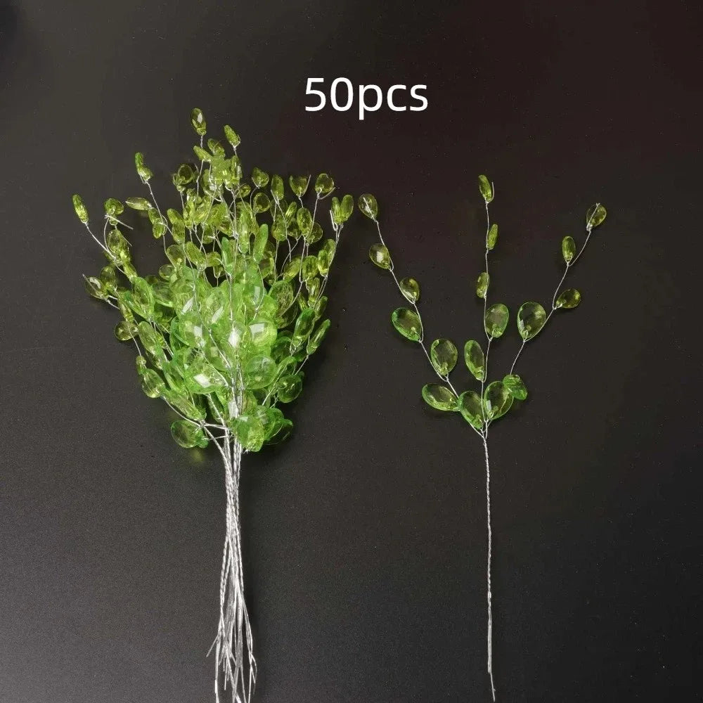 50pcs Acrylic Crystal Bud Branches | DIY Wedding & Home Décor Crystal Craft Branches Oasis Select Green