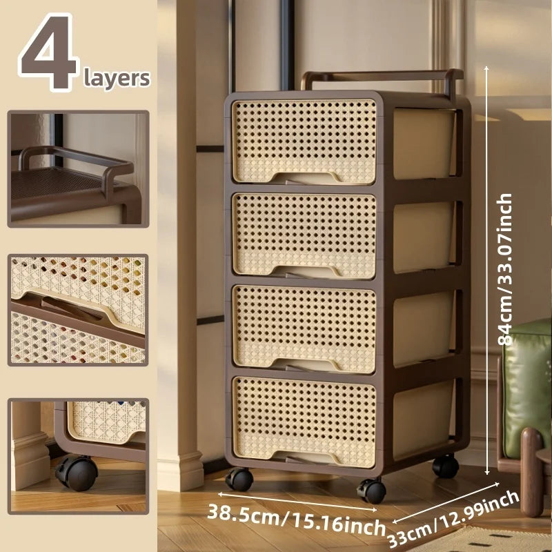 Large Capacity Storage Cart, Multi-Grid Assemblable Cabinet, Clothing Storage Organizer, Space-Saving Home Storage Bin Oasis Select Large 4-Tier