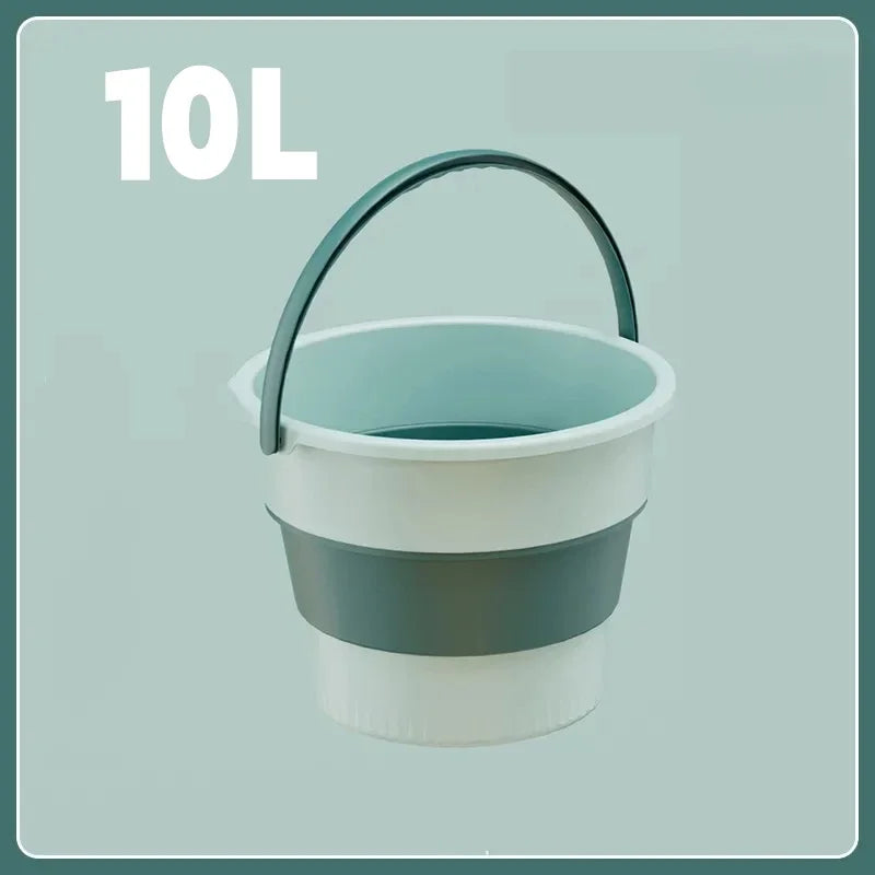 5/10/17L Collapsible Plastic Bucket Portable Water Container for Car Washing Fishing Camping Beach Trips and Household Cleaning Oasis Select Green 10L