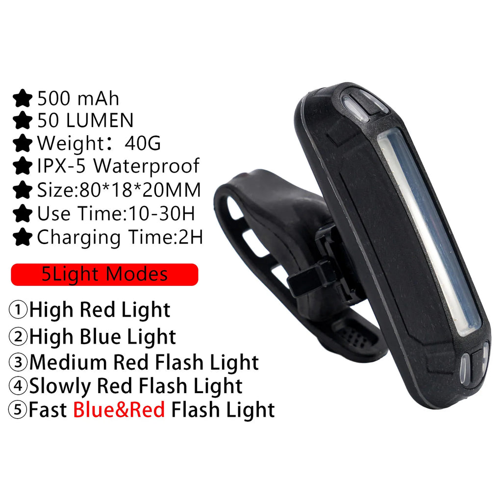 Bike Tail Light LED Front Rear Light Bicycle Waterproof Mountain Cycling Tail Lamp Protective Safty-warning Lamp Bikes Parts Oasis Select