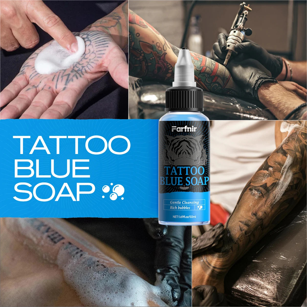 TATTOO BLUE SOAP: Gentle Foaming Formula Hydrates and Nourishes the Skin, Presents Vibrant Colors, and Gently Cares for Tattoos Oasis Select