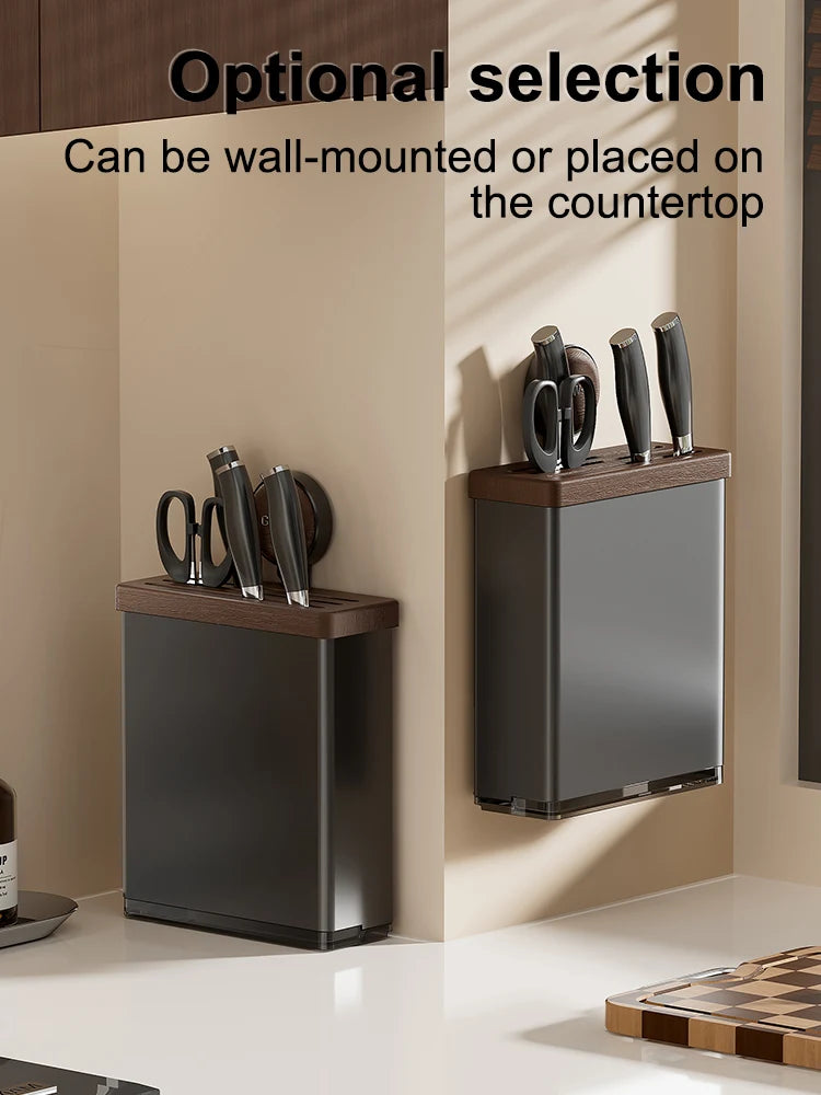 Knife rack, universal wall-mounted kitchen knife rack, kitchen knife organizer, slotted knife rack, metal Oasis Select