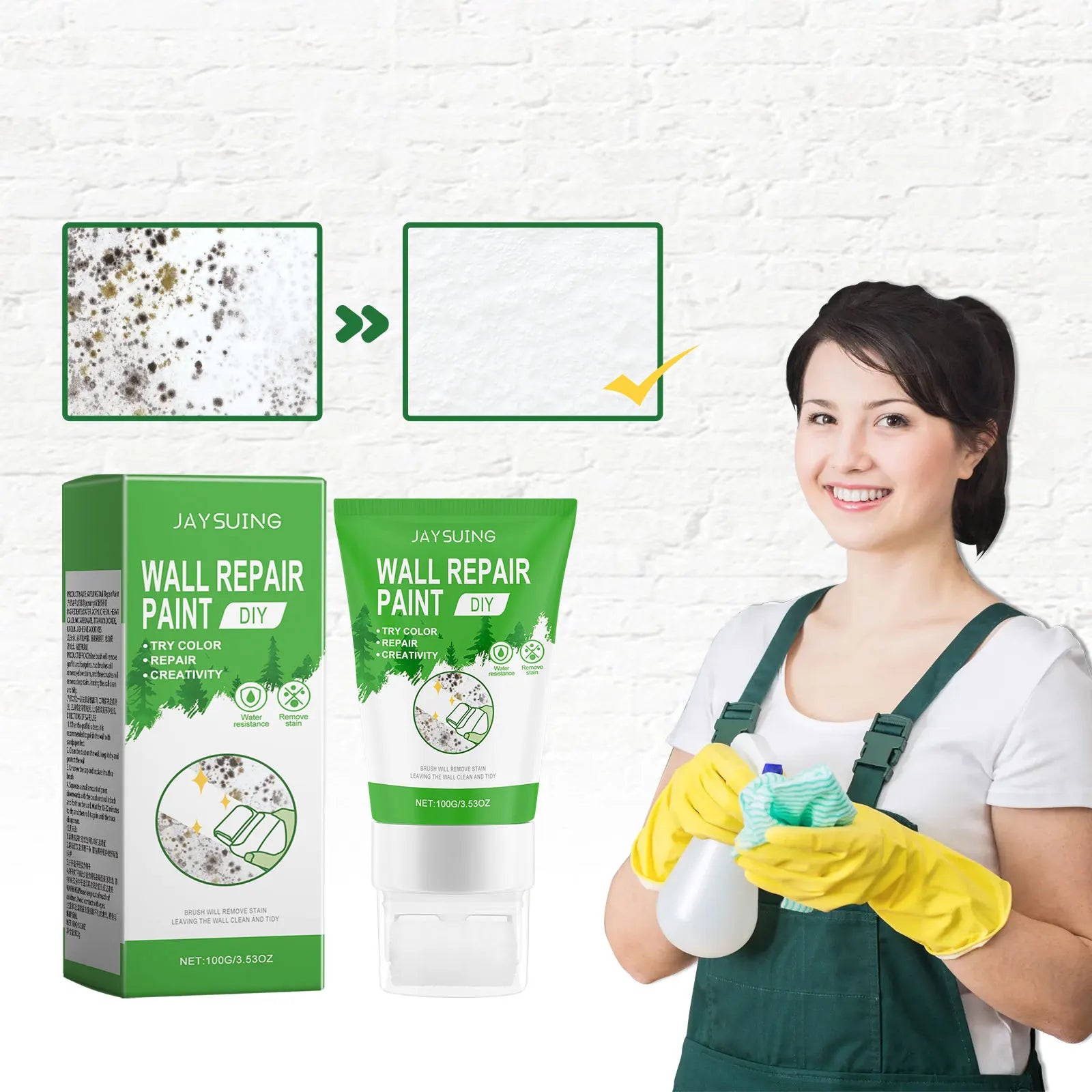 Jaysuing Wall Repair Paint – Stain & Graffiti Cover Primer Wall Repair Paint Oasis Select