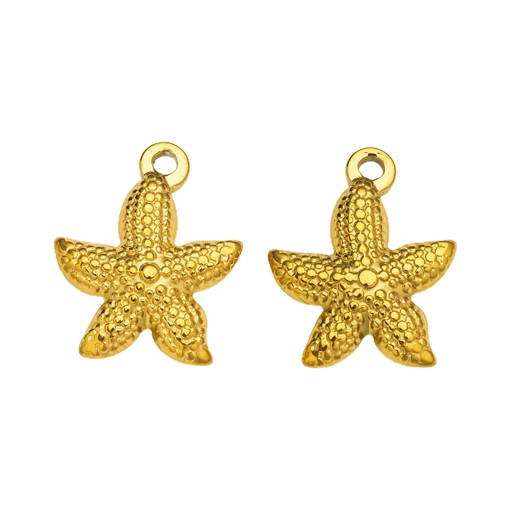 10pcs Stainless Steel Summer Beach Charms Starfish Seashell Conch Pendants for DIY Bracelet Necklace Earrings Jewelry Making Oasis Select