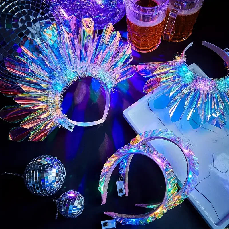 Glowing Laser Headband Light Up Hair Hoop Colorful LED Party Accessories for Halloween Christmas Stage Show Decoration Gift Oasis Select