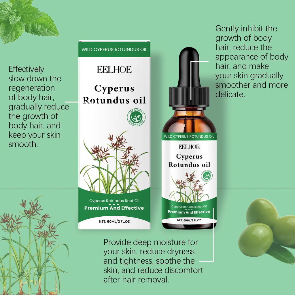 60ml Cyperus Rotundus Oil Gentle Hair Removal Care Oil Body Hair Inhibitor Serum Moisturizing Nourishing Natural Cypress Oil New Oasis Select