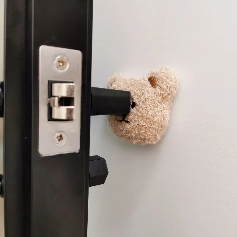 Ins Korean Bear Children's Room Door Rear Handle Silent Anti-collision Sticker Cushion Anti-Bump Wall Protector Door Stopper Oasis Select