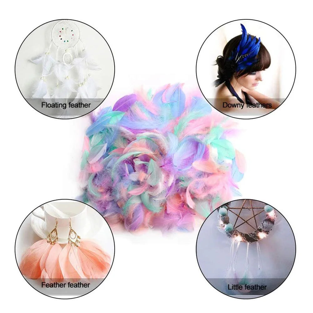 100PCS Small Goose Feathers for DIY Crafts 5-8cm Coloed Swan Plumes Wedding Party Handicraft Accessories Dream Catcher Feathers Oasis Select