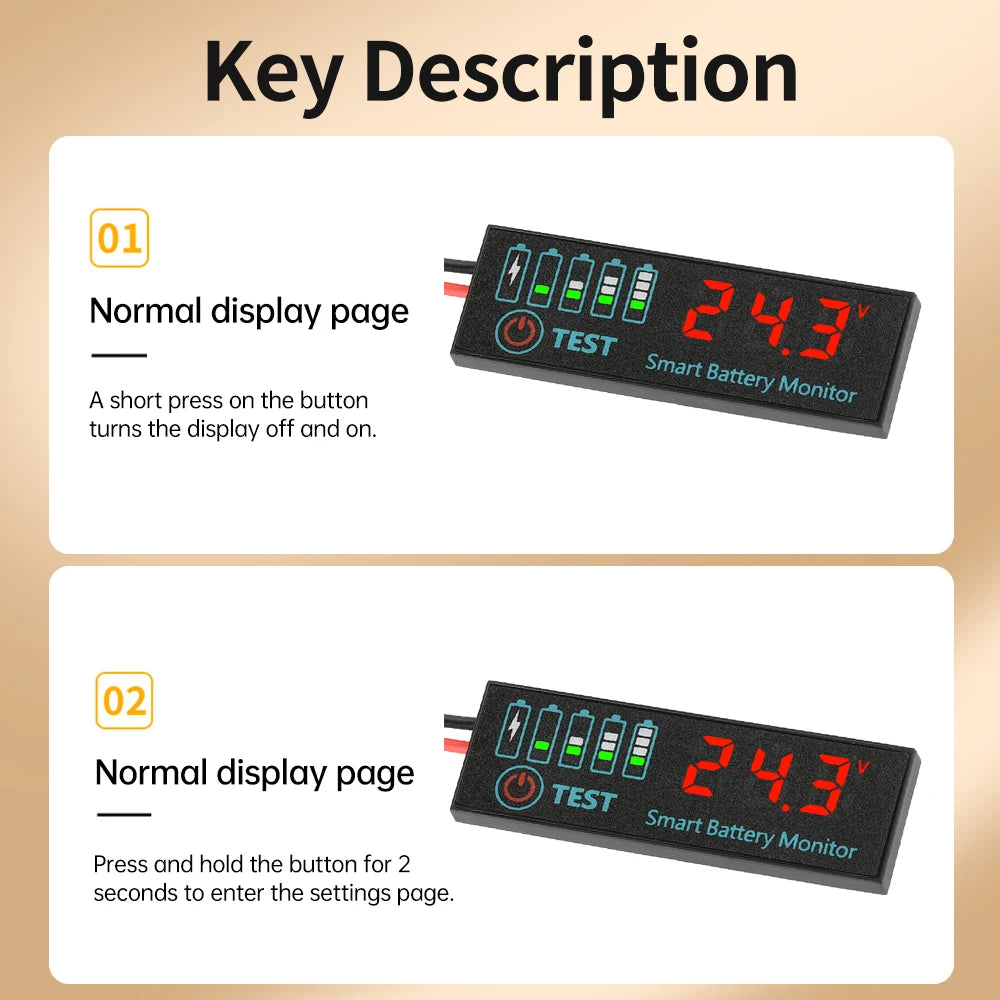 DC 7-55V Battery Charge Indicator Digital Voltmeter Voltage Tester Electric Vehicles Lithium Battery Capacity Power Indicators Oasis Select