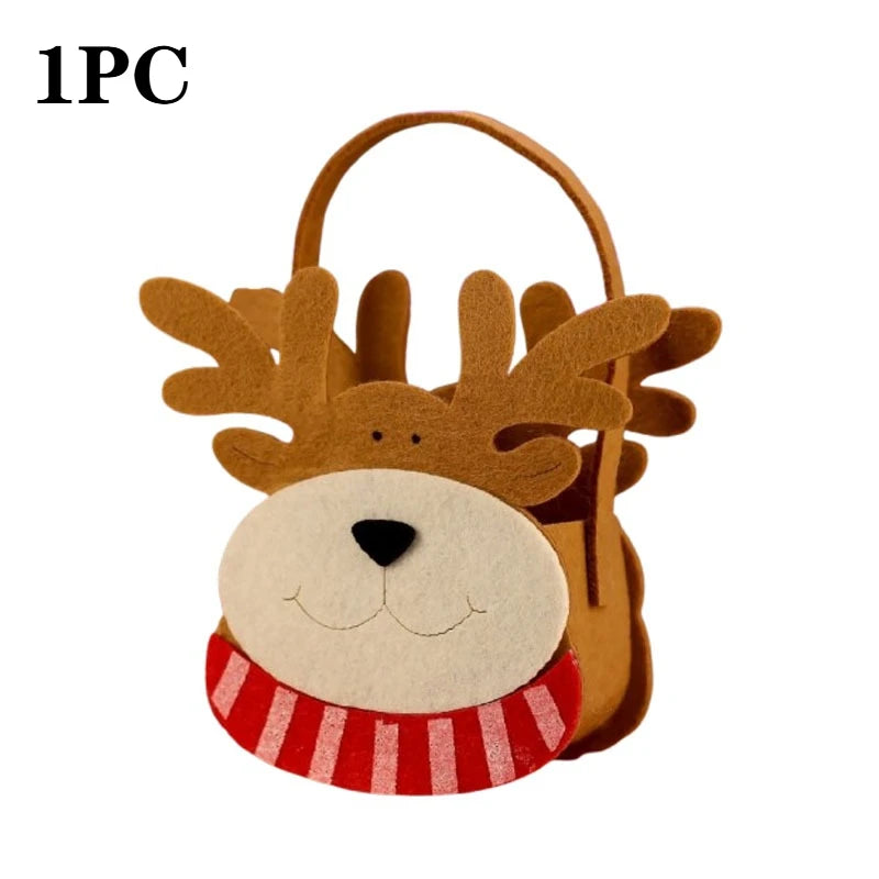 1-10PCS Christmas Felt Candy Bags Apple Pouch Santa Sack Gift Packaging for Kids Holiday Party Xmas Tree Decoration Supplies Oasis Select Elk-1PC Other