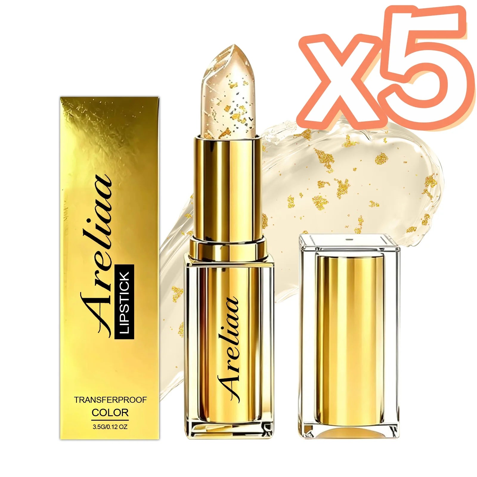 Gold Foil pH Color Changing Lip Balm | Moisturizing Lip Gloss Color Changing Lip Balm Oasis Select 1pc Boxed x 5