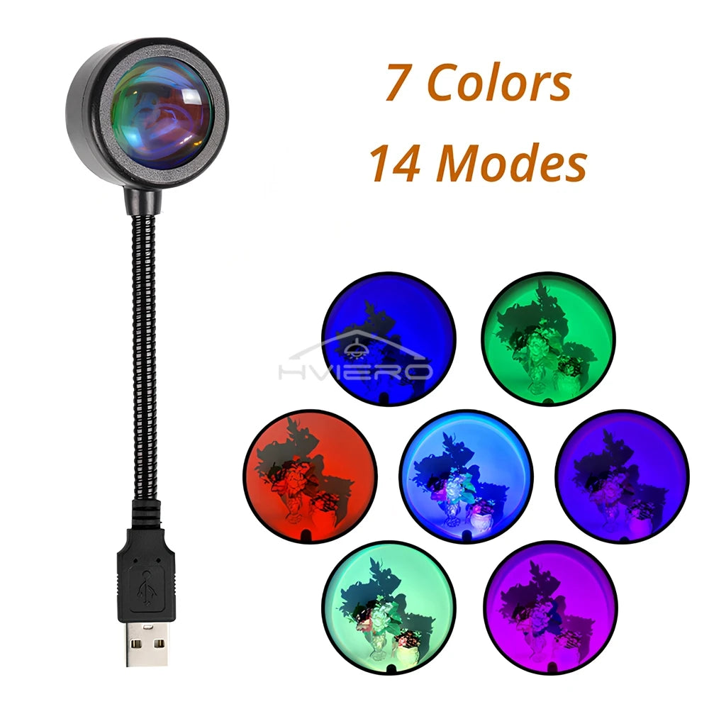 USB Sunset Lamp – Colorful Gradient LED Atmosphere Light