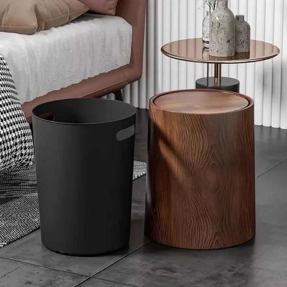 Retro Wood Trash Can Waterproof Wastebasket Decoration Bathroom Dustbin Household Large Capacity Garbage Bin Kitchen Accessories Oasis Select