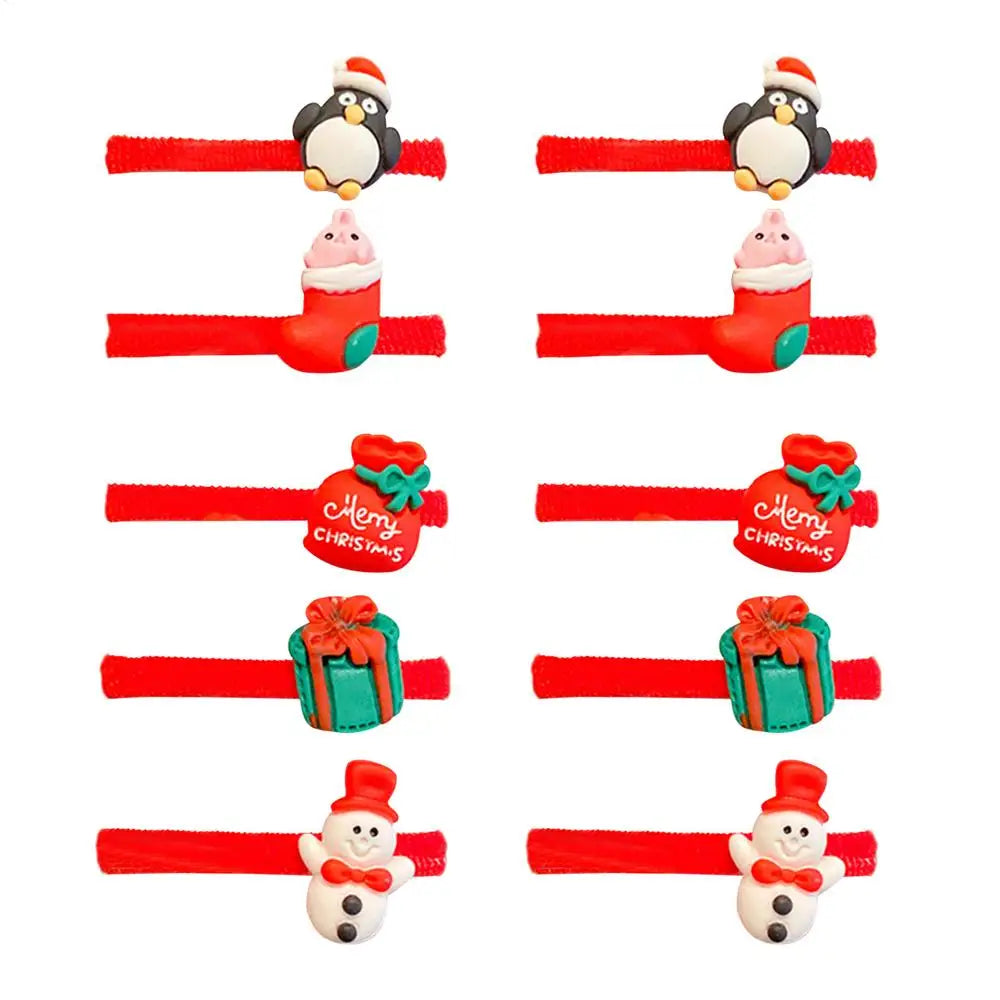 10PCS Christmas Hair Ties Cute Santa Elastic Bands Soft No Damage Ponytail Holders Santa Snowman Christmas Elastic Hair Bands Oasis Select China Mainland C
