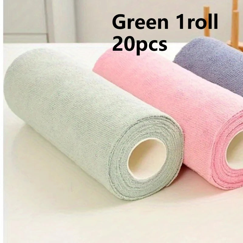 1 roll/20 reusable microfiber cleaning cloths - kitchen towels, multi sided household cloths Oasis Select green