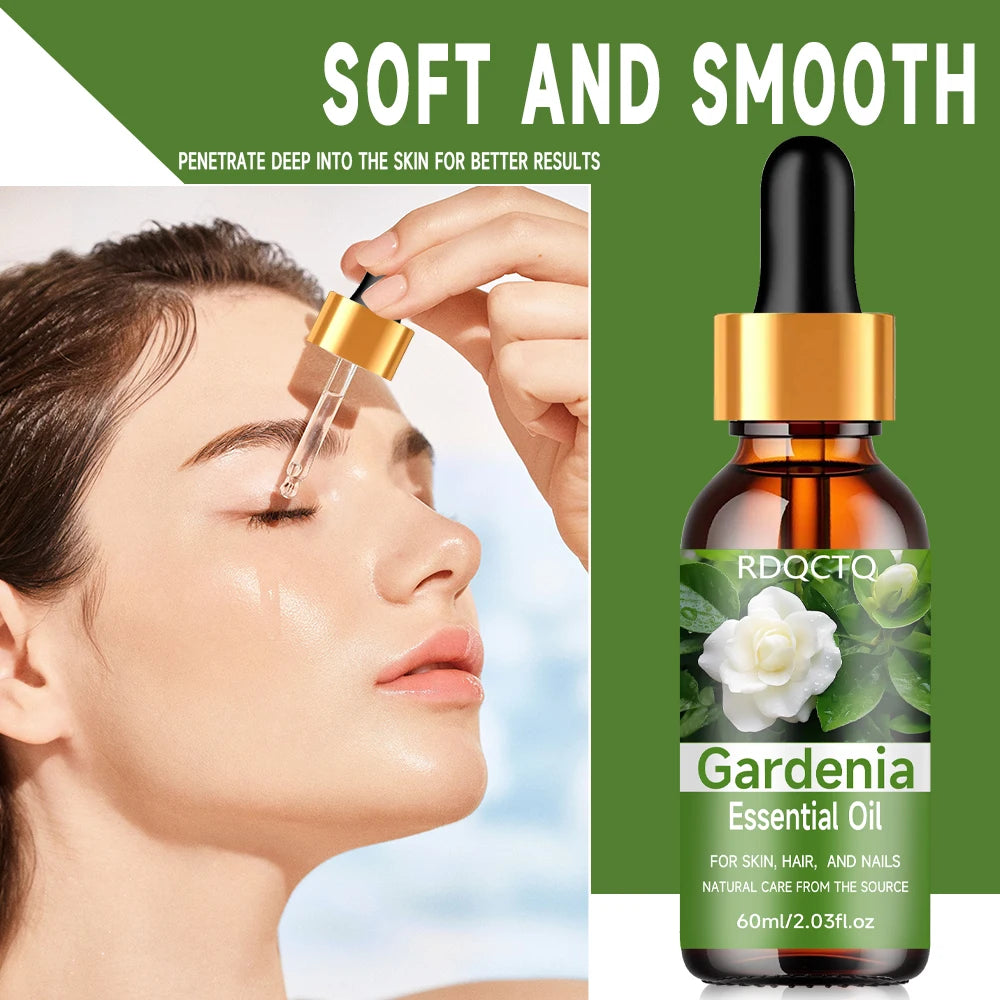 Natural Gardenia Essential Oil for Skin, Hair & Nail Care: Pure Floral Moisturizing Oil with Dropper 40/60ml Oasis Select