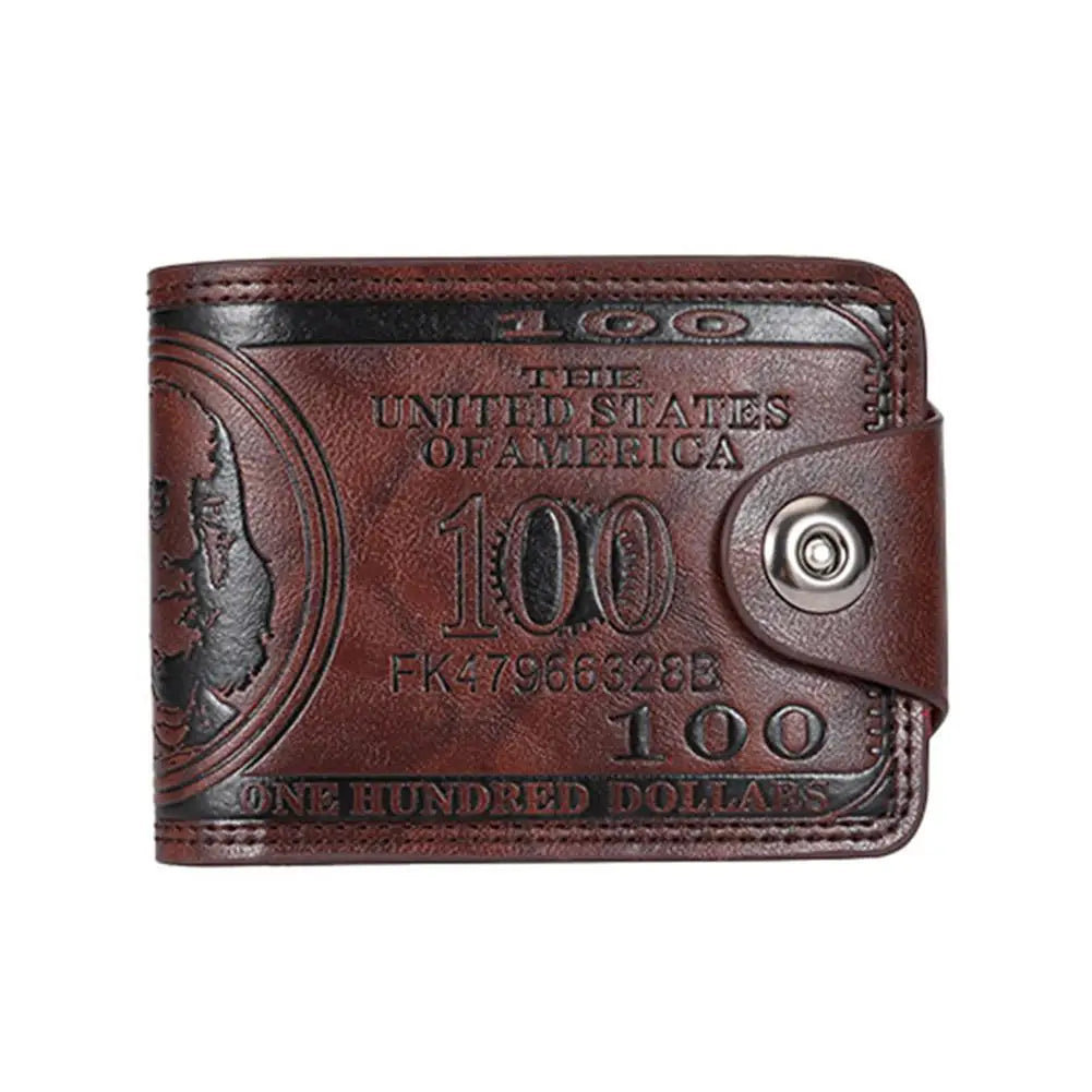 NEW Vintage 100 US Dollar Pattern Men's Wallets Zipper Multi-Functional Leather Wallet Hasp Coin Purse Men Gift Oasis Select Coffee