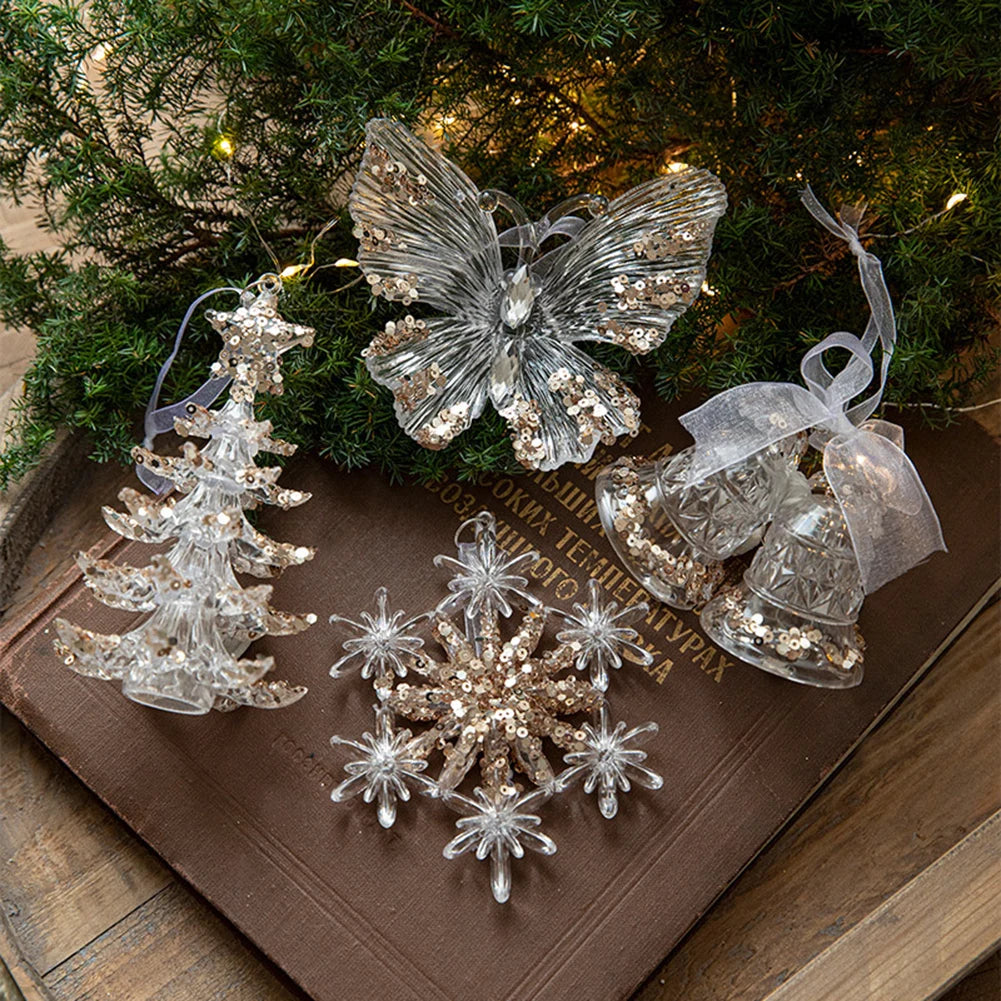 Crystal Acrylic Snowflake Christmas Ornaments – Transparent