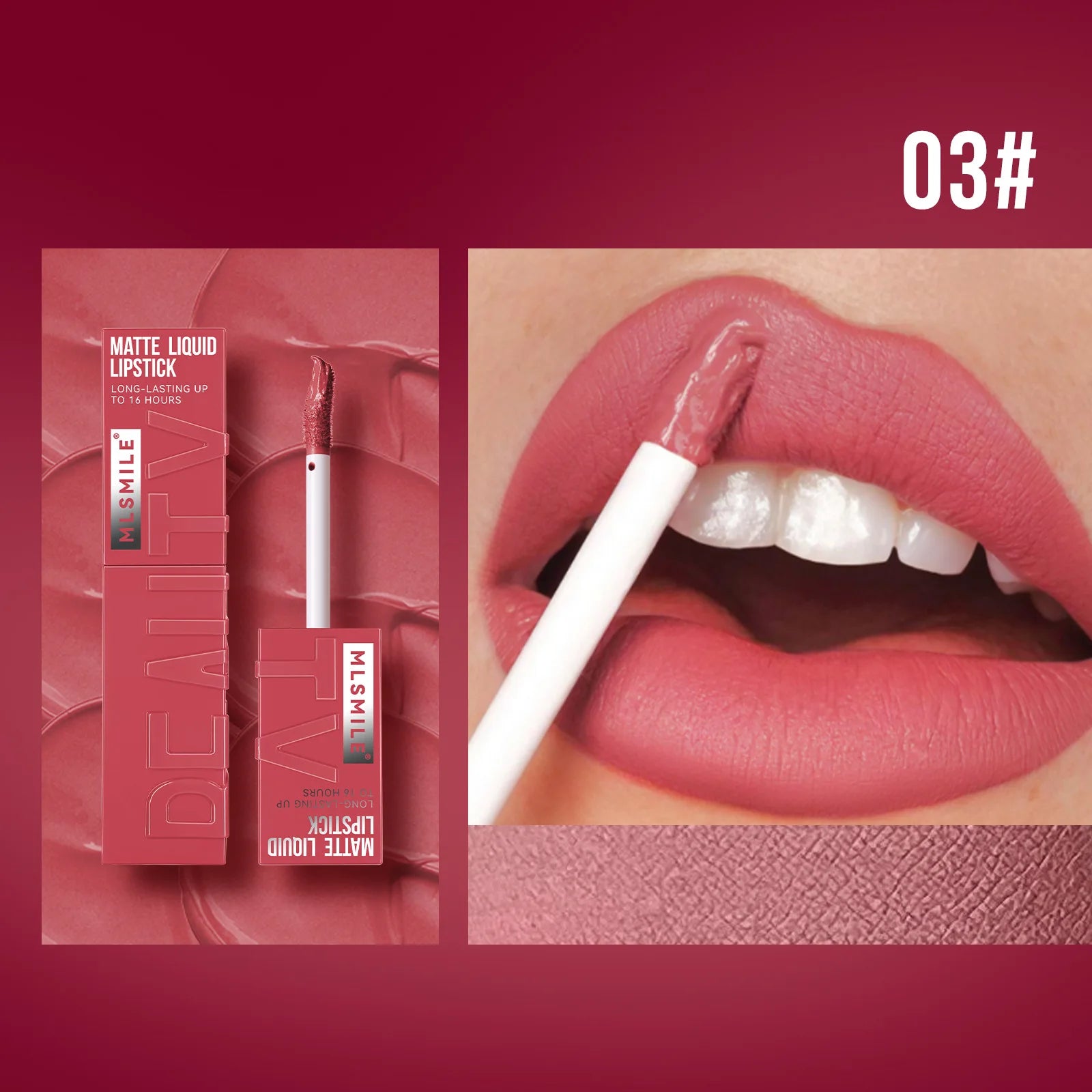 MLSMILE 6-Color Liquid Matte Lipstick – Velvet Satin Gloss