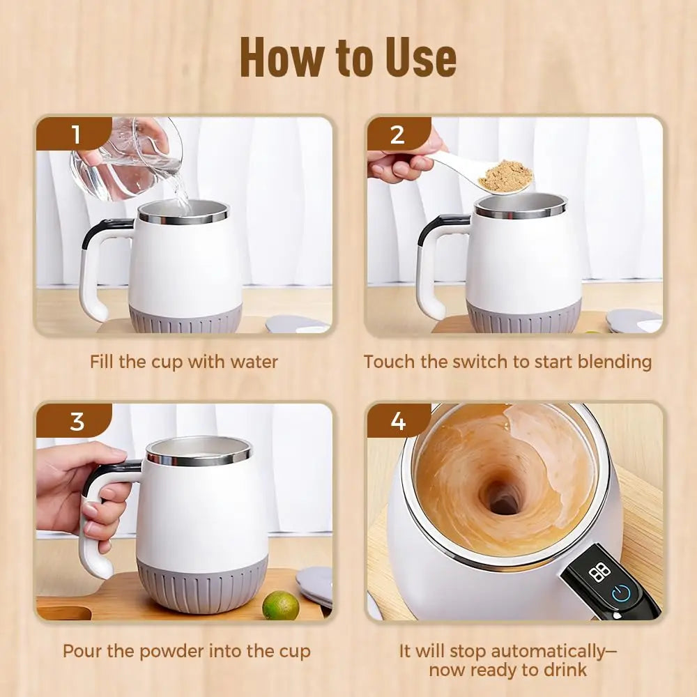 Intelligent temperature-sensitive coffee cupmagnetic automatic stirring cupelectric portable milkshakecupshakercupcharging model Oasis Select